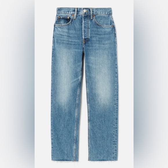 NWT RE/DONE High Rise Stove Pipe Medium Vain Blue Size 30